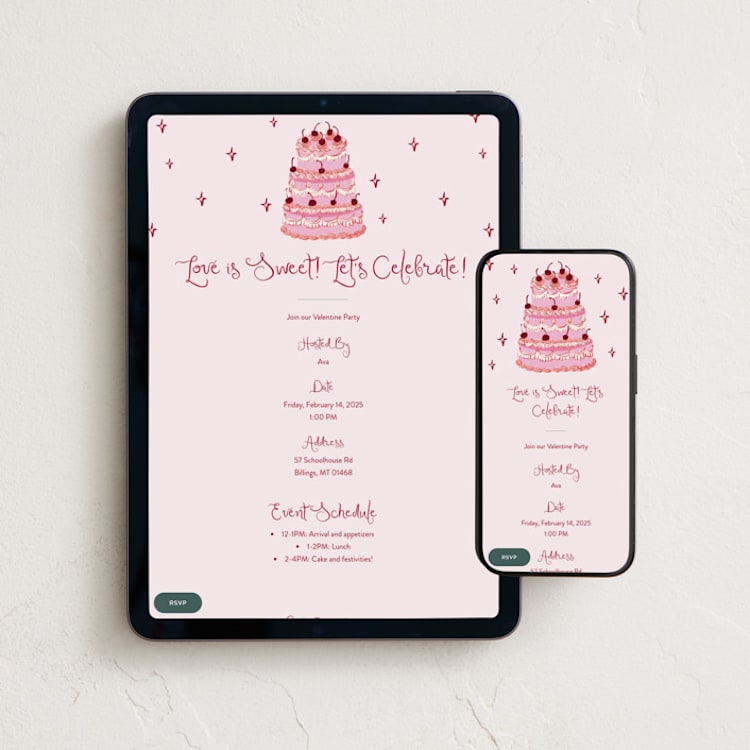 "vintage wedding cake" - Online Holiday Party Invitations in Blush by Cass Loh - Mobile + desktop layout