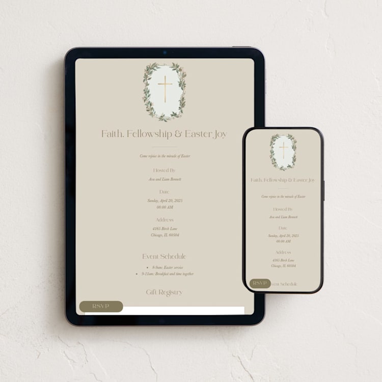 "Sweet botanical wreath" - Online Holiday Party Invitations in Seashell by Lucrecia Caporale - Mobile + desktop layout