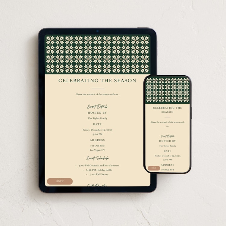 "Woven Joy" - Online Holiday Party Invitations in Forest by Alisa Galitsyna - Mobile + desktop layout