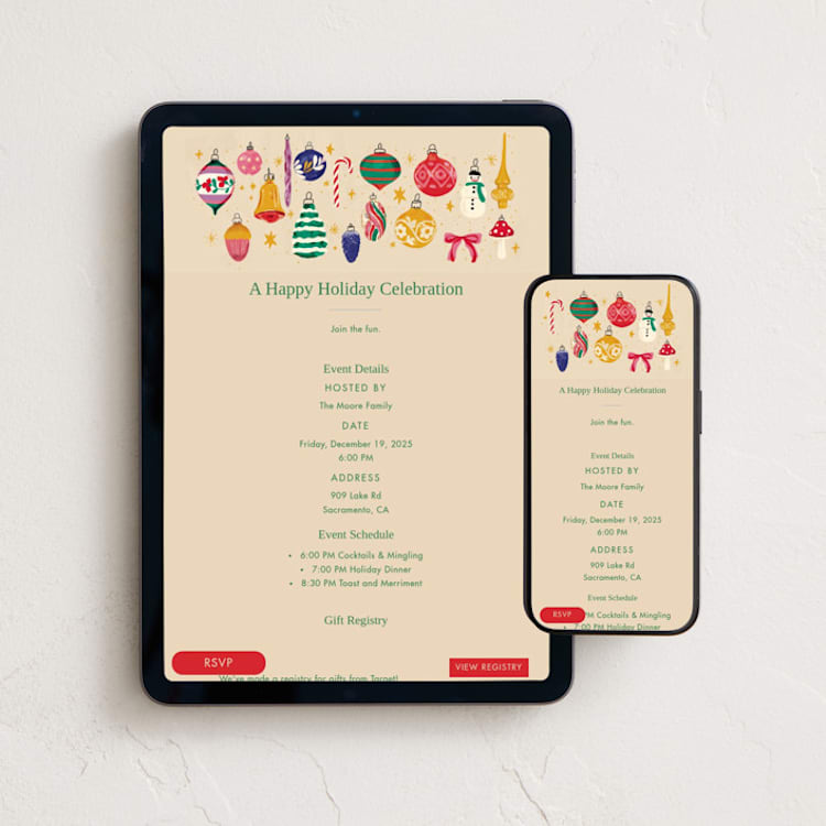 "Deck the Hall" - Online Holiday Party Invitations in Ginger by Joanna Rosado - Mobile + desktop layout