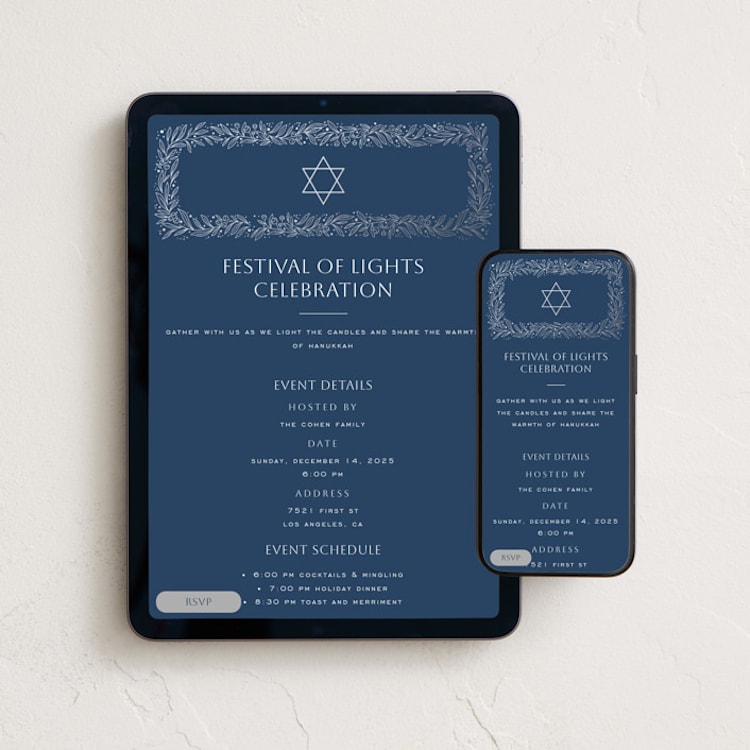 "Star & plants" - Online Holiday Party Invitations in Midnight by Yuliya Evseeva - Mobile + desktop layout