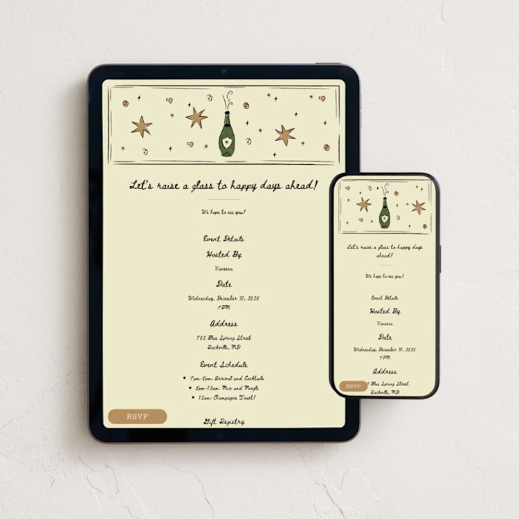 "Drunk in Love" - Online Holiday Party Invitations in Champagne by Helena Vitto - Mobile + desktop layout