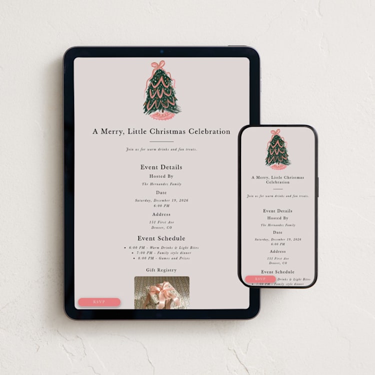 "merry christmas tree" - Online Holiday Party Invitations in Peony by lori jacobs wemple - Mobile + desktop layout