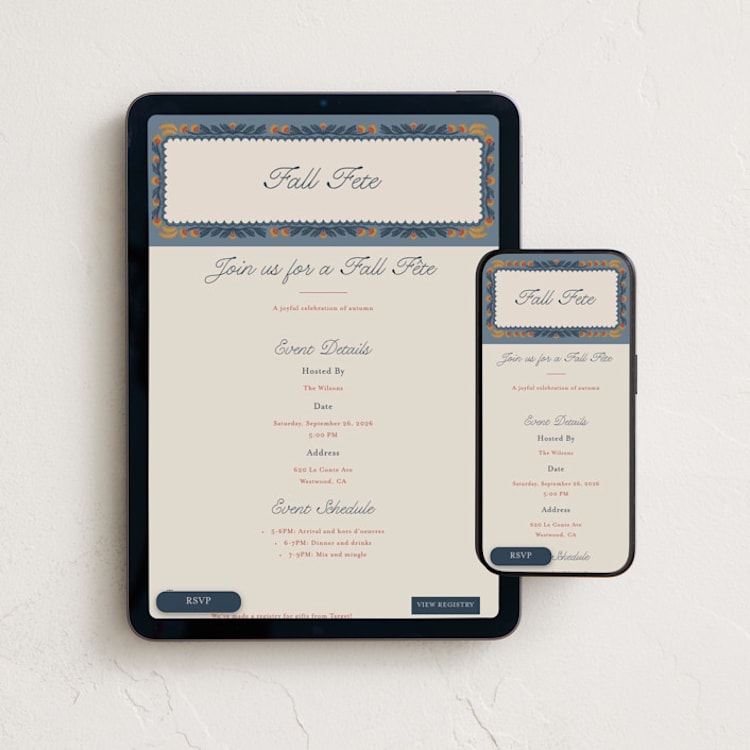 "Autumn Harvest" - Online Holiday Party Invitations in Slate Gray by Cindy Reynolds - Mobile + desktop layout