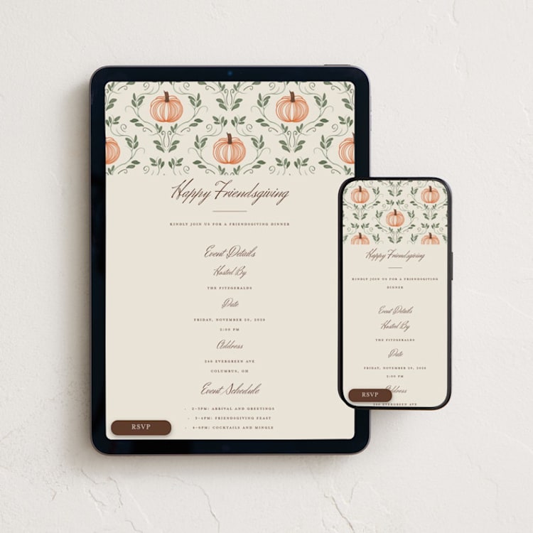 "Watercolor Pumpkin" - Online Holiday Party Invitations in Vanilla by Heather Schertzer - Mobile + desktop layout