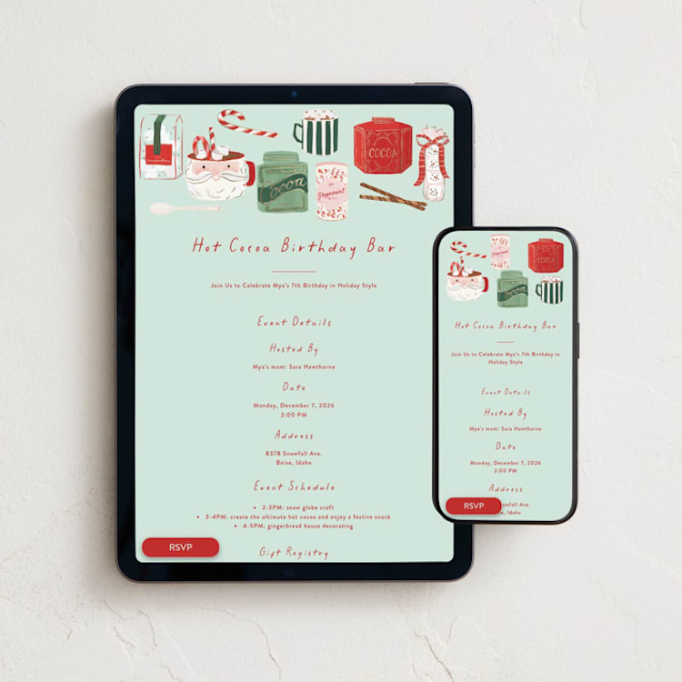 "cocoa bar" - Online Holiday Party Invitations in Mint by Rebecca Durflinger - Mobile + desktop layout