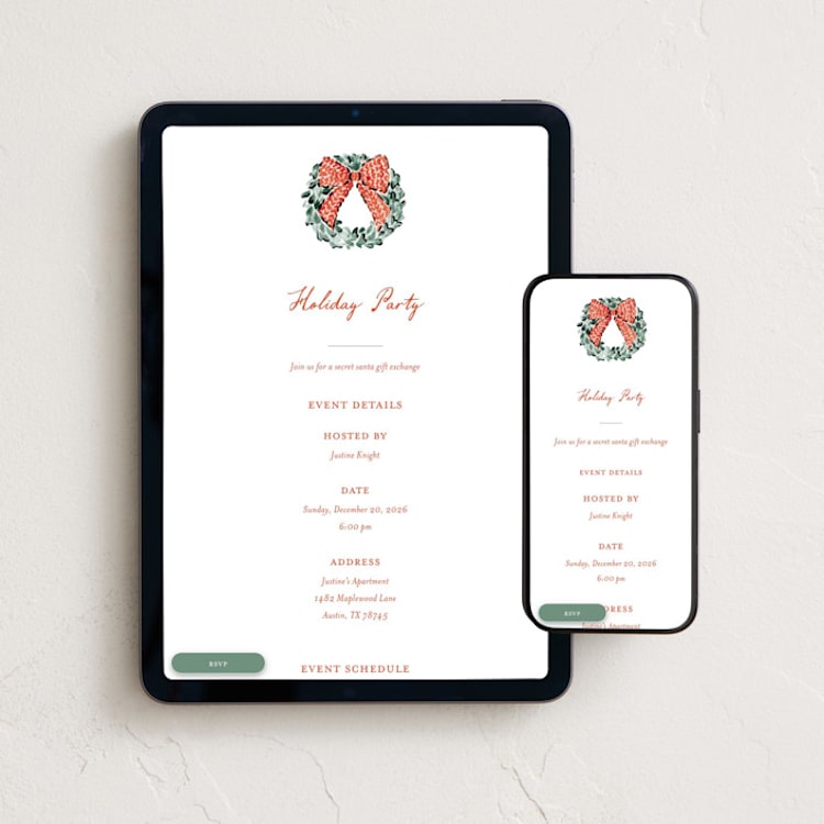 "Snow much fun" - Online Holiday Party Invitations in Santas Hat by Sarah Knight - Mobile + desktop layout