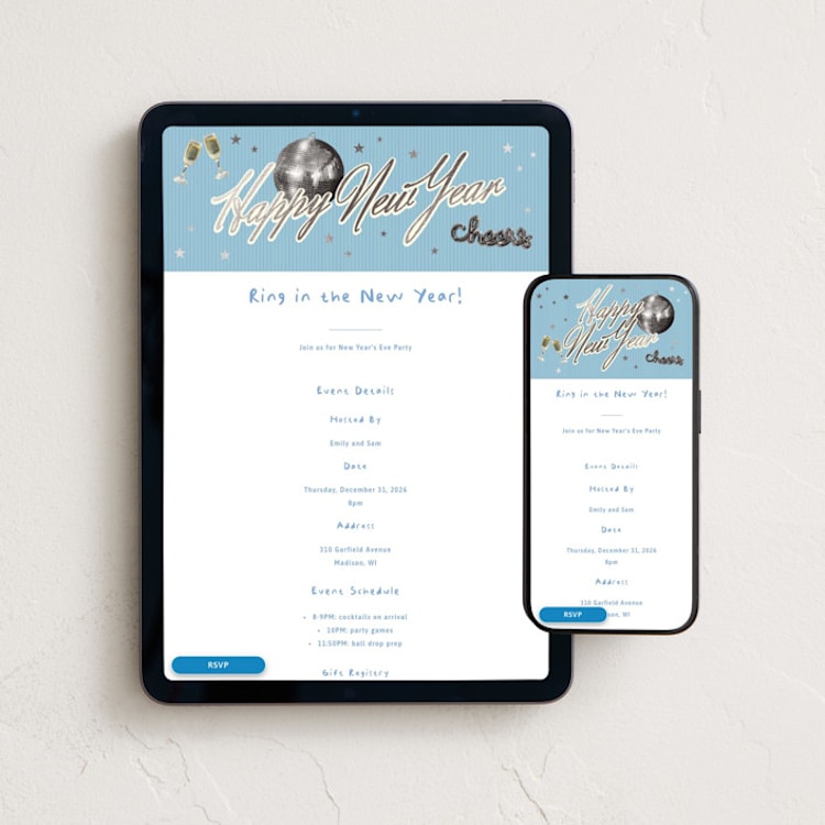 "Embellished New Year" - Online Holiday Party Invitations in Winter by Inkblot Design - Mobile + desktop layout