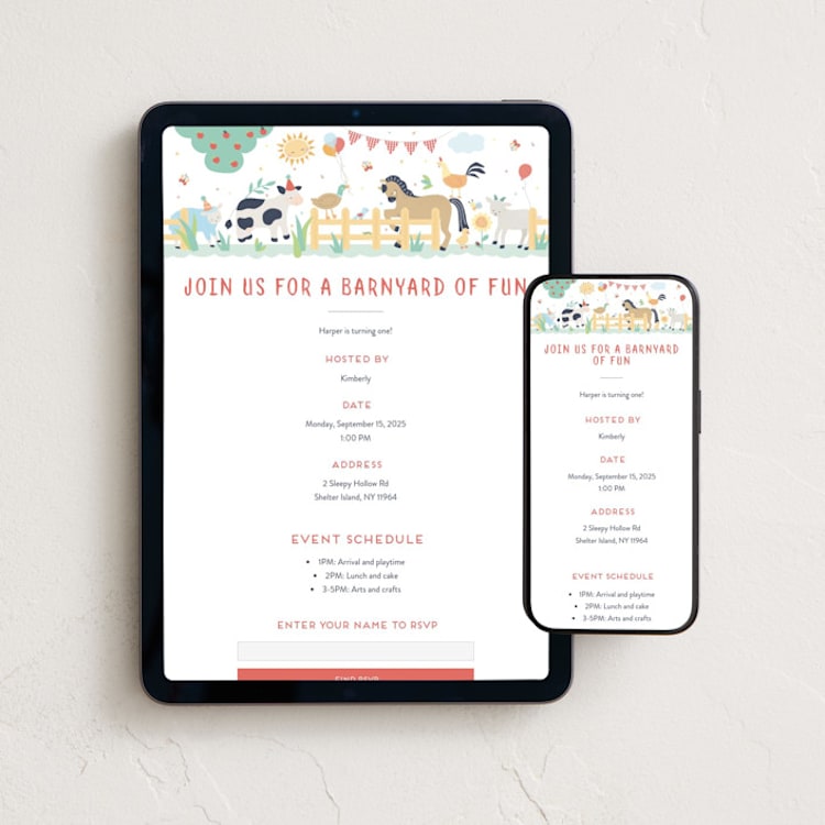 "barnyard fun" - Online Kids Birthday Invitations in Barn by peetie design - Mobile + desktop layout
