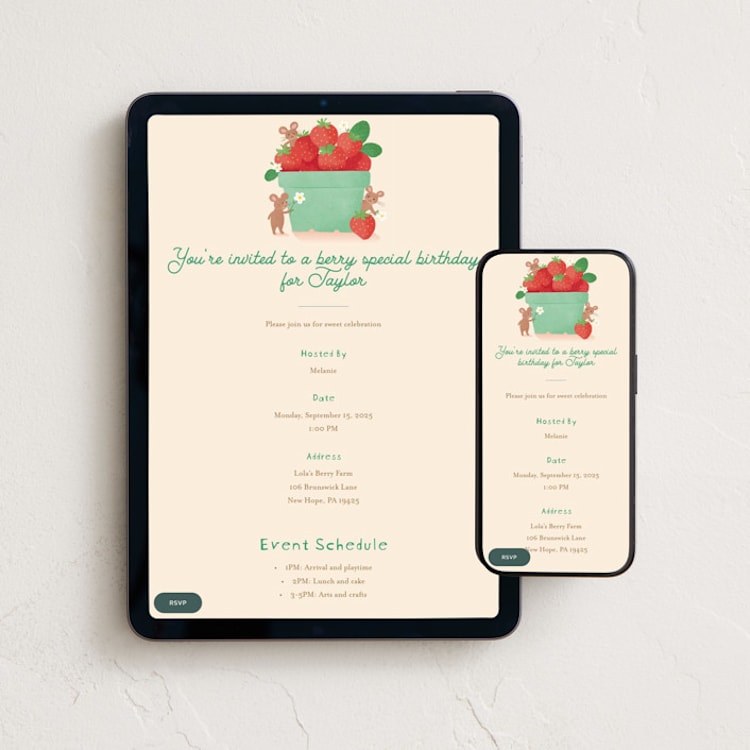 "Berry special" - Online Kids Birthday Invitations in Vanilla by Jennifer Wick - Mobile + desktop layout