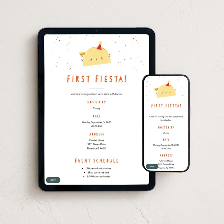 "1st Fiesta" - Online Kids Birthday Invitations in Spicy by Itsy Belle Studio - Mobile + desktop layout