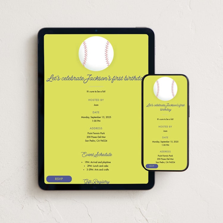 "baseball" - Online Kids Birthday Invitations in Grass by Becky Nimoy - Mobile + desktop layout