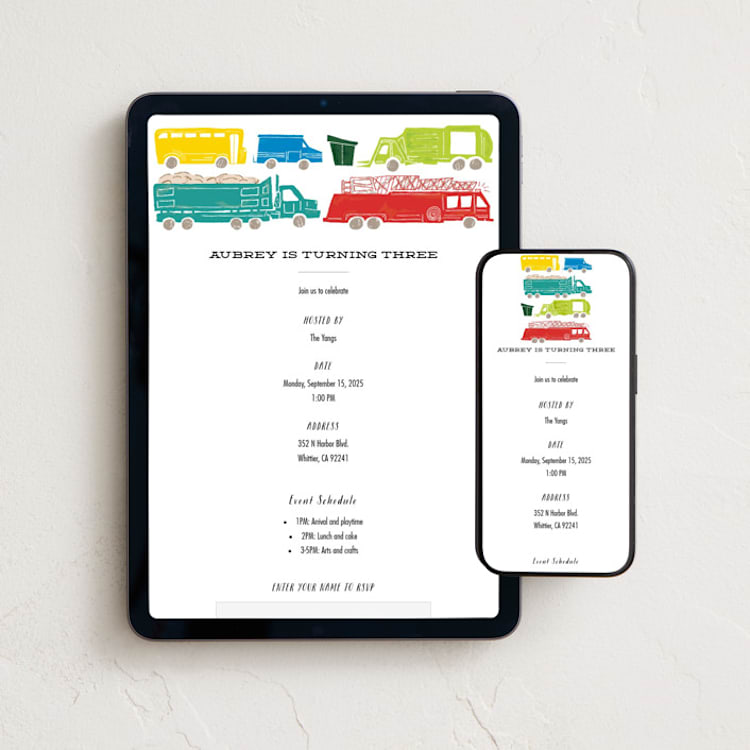 "Things that G0" - Online Kids Birthday Invitations in Bright Turquoise by Shiny Penny Studio - Mobile + desktop layout