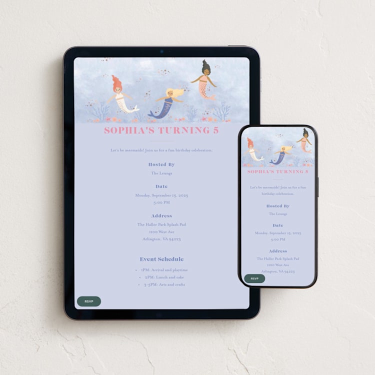 "lets be mermaid" - Online Kids Birthday Invitations in Lake by Karidy Walker - Mobile + desktop layout