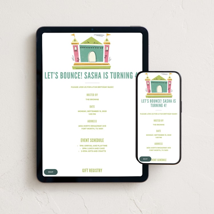 "Let's Bounce" - Online Kids Birthday Invitations in Fairy by Jessie Steury - Mobile + desktop layout
