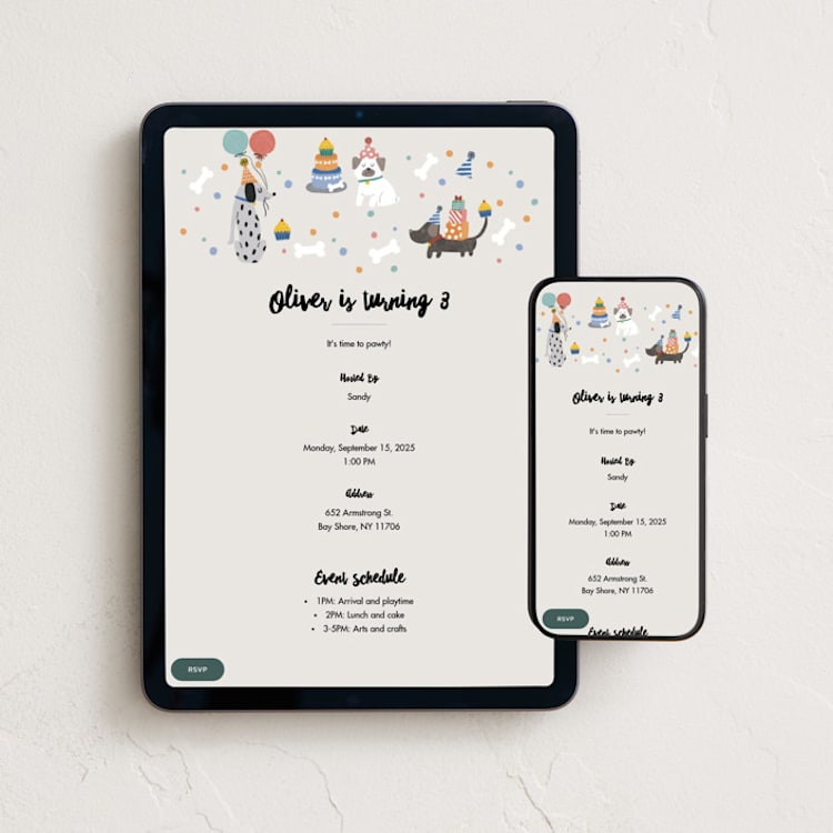 "Party Puppers" - Online Kids Birthday Invitations in Classic by Lehan Veenker - Mobile + desktop layout