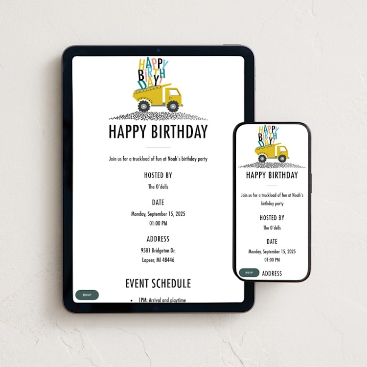 "loads of fun" - Online Kids Birthday Invitations in School Bus by Karidy Walker - Mobile + desktop layout