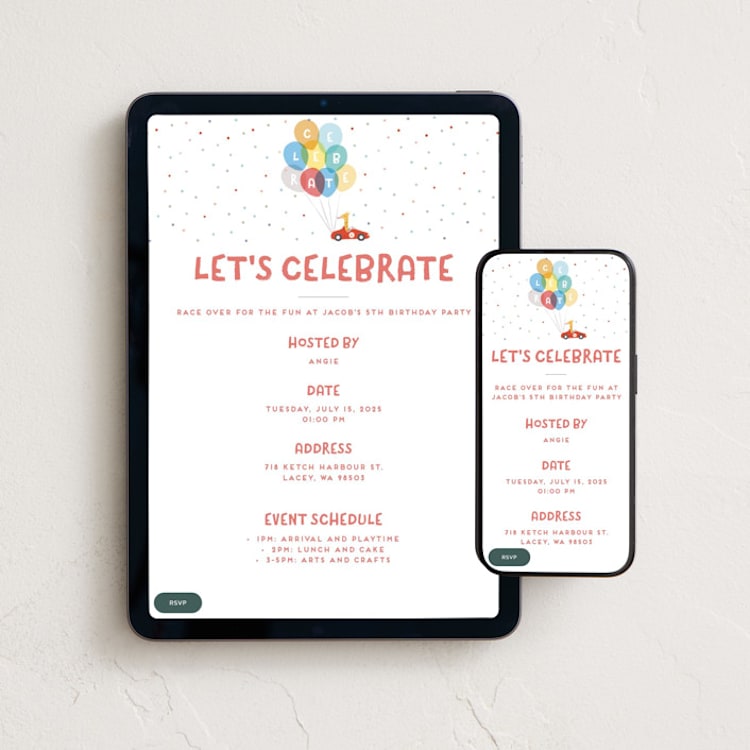 "monza" - Online Kids Birthday Invitations in Ivory by chocomocacino - Mobile + desktop layout