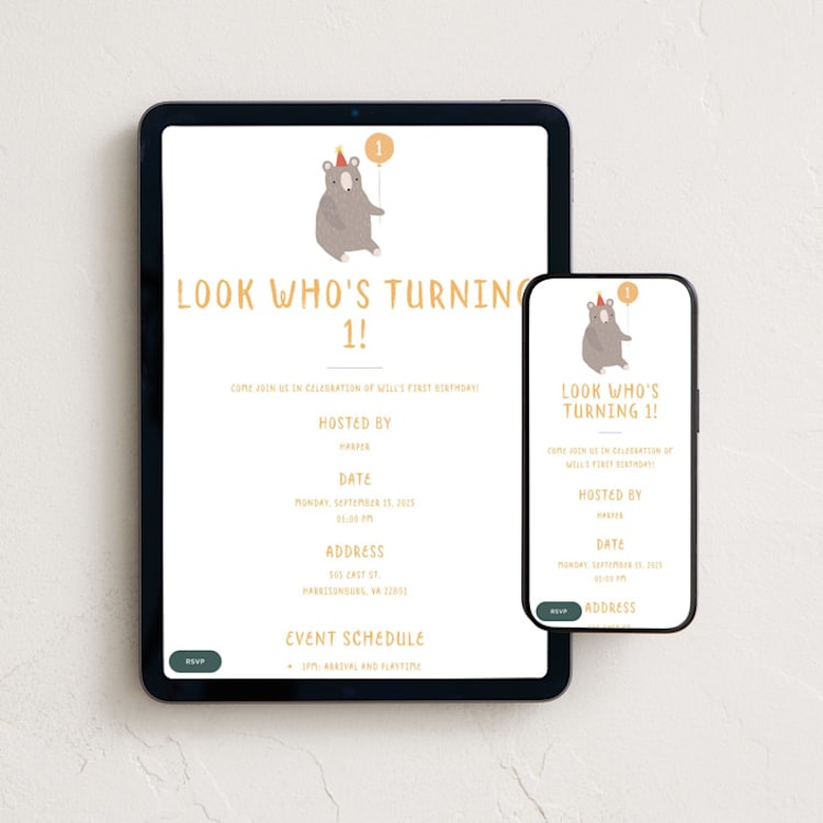 "Beary Special One" - Online Kids Birthday Invitations in Puddle by Angela Thompson - Mobile + desktop layout