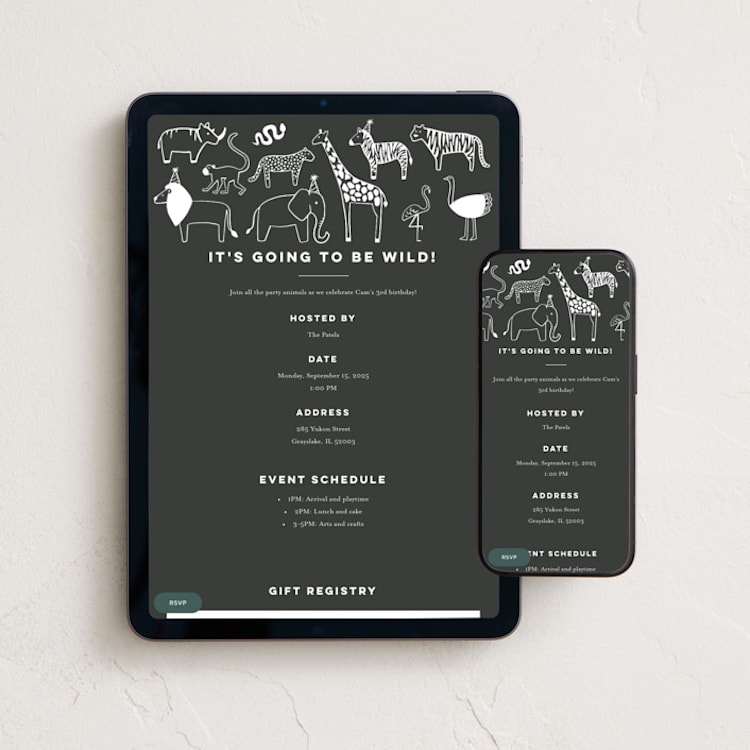 "Get Wild" - Online Kids Birthday Invitations in Ink by Jessie Steury - Mobile + desktop layout