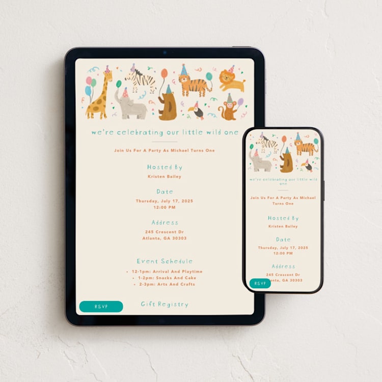 "Wild party" - Online Kids Birthday Invitations in Sherbet by Creo Study - Mobile + desktop layout