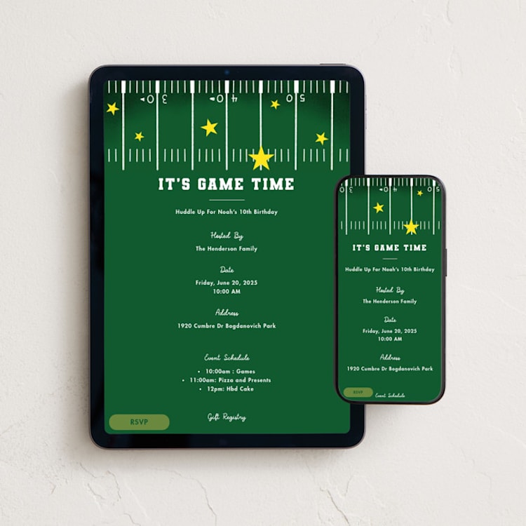"American Football" - Online Kids Birthday Invitations in Grass by Becky Nimoy - Mobile + desktop layout