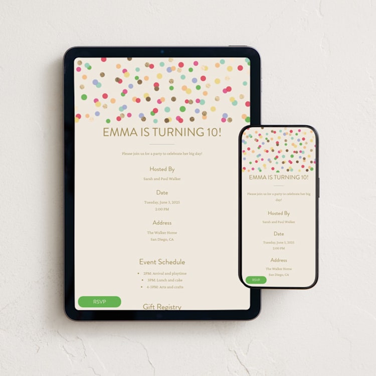 "Colorful Confetti" - Online Kids Birthday Invitations in Colorpop by Stephanie Heinrich Godbout - Mobile + desktop layout