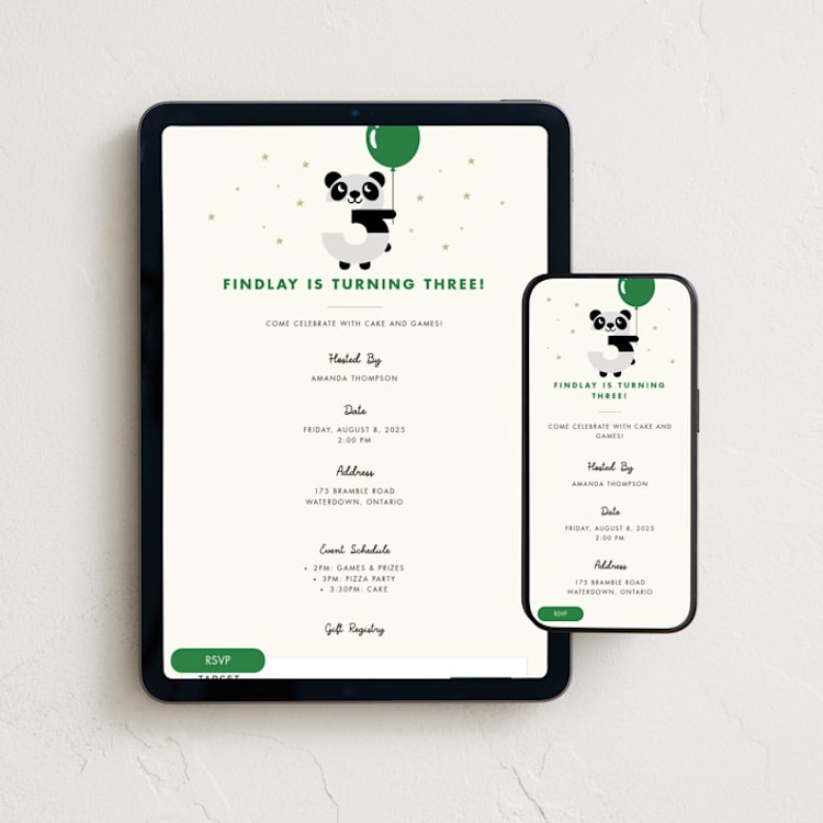"Happy Three" - Online Kids Birthday Invitations in Forest by mo kelley - Mobile + desktop layout