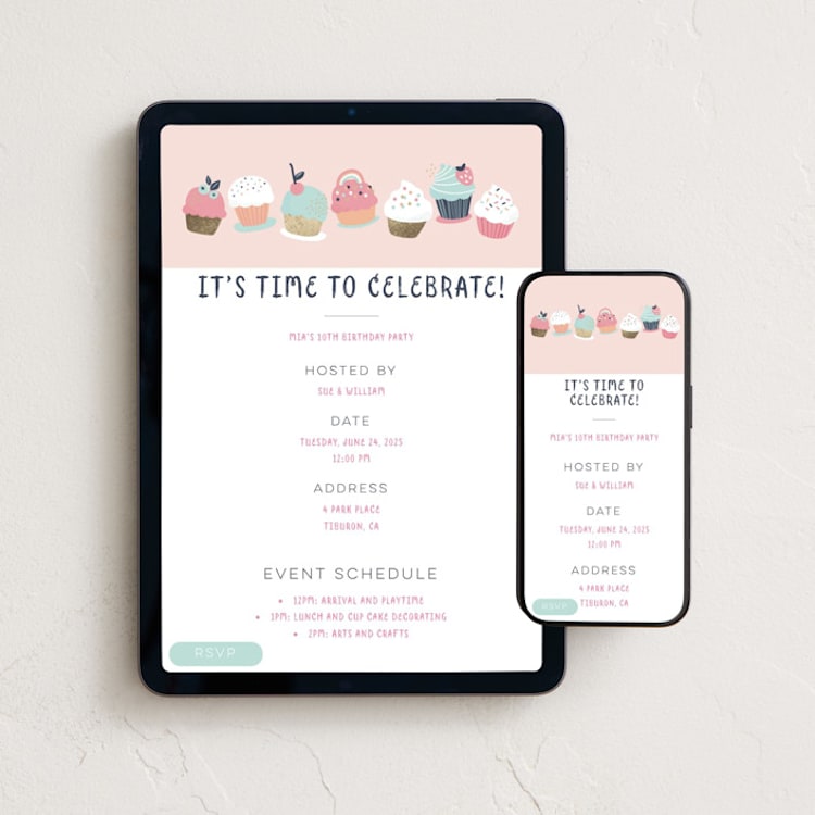 "Sprinkles" - Online Kids Birthday Invitations in Petal by peetie design - Mobile + desktop layout