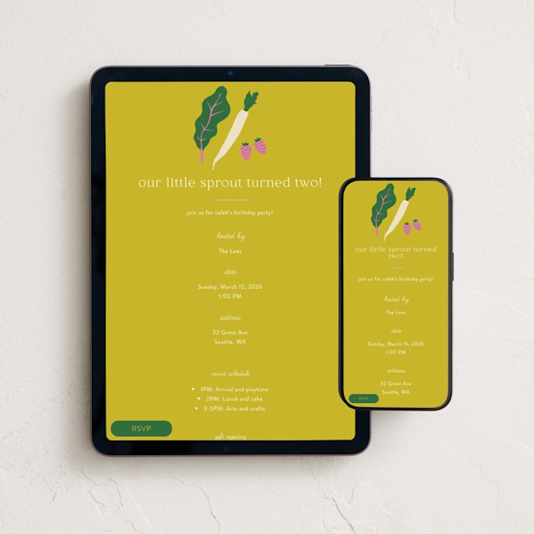 "Little Sprout" - Online Kids Birthday Invitations in Sprout by Sierra Lee - Mobile + desktop layout