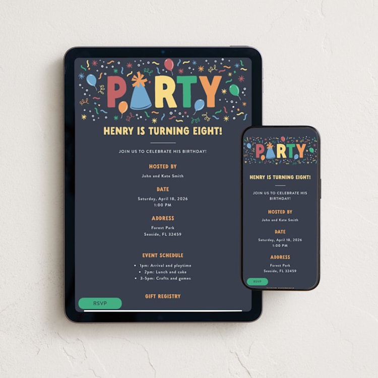 "palooza" - Online Kids Birthday Invitations in School Bus by Faith Dorn - Mobile + desktop layout