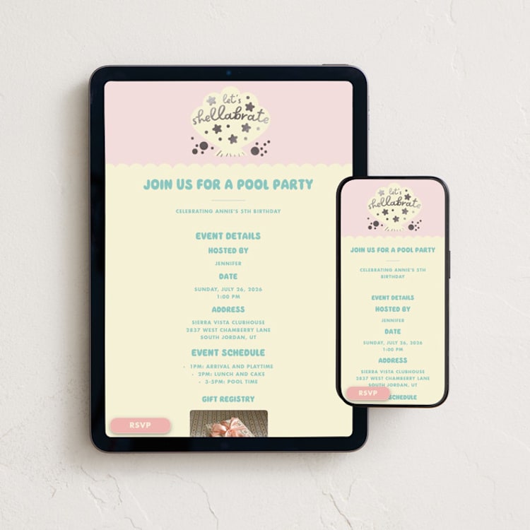 "Shelly" - Online Kids Birthday Invitations in Candy by Baumbirdy - Mobile + desktop layout
