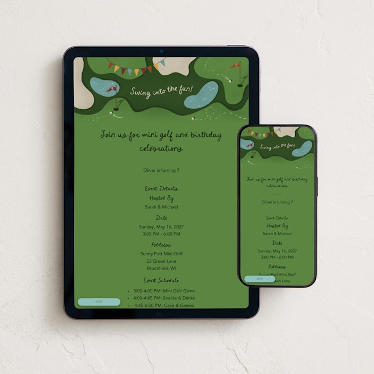 "Swing into the fun" - Online Kids Birthday Invitations in Shamrock by Isayana Perez - Mobile + desktop layout