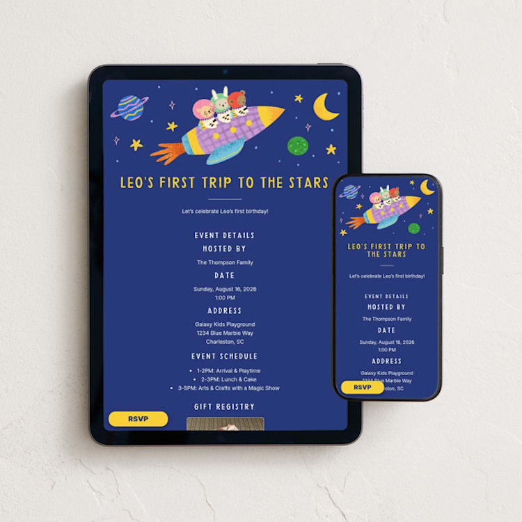 "First Trip To The Stars" - Online Kids Birthday Invitations in Celestial by Kartika Paramita - Mobile + desktop layout