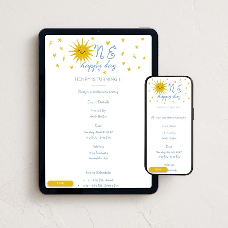 "One Happy Boy" - Online Kids Birthday Invitations in Sky by Namibear Art Studio - Mobile + desktop layout