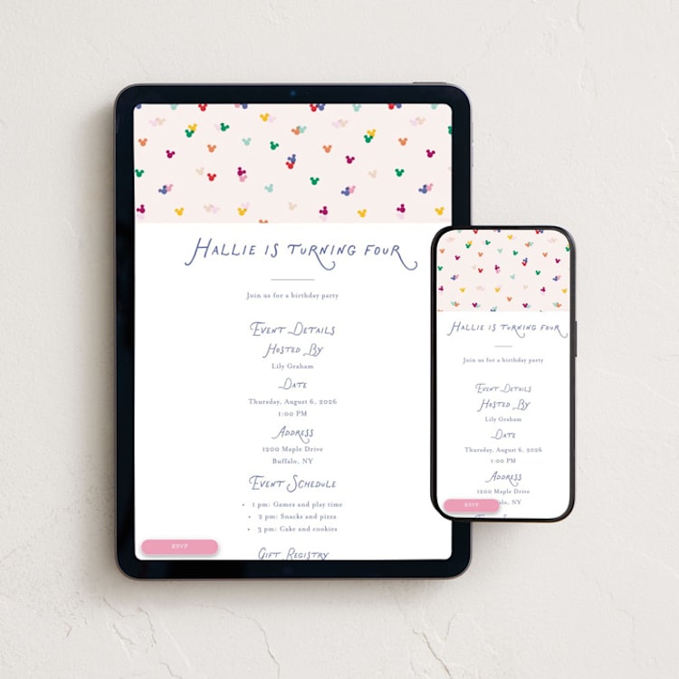 "Disney's Mickey Confetti" - Online Kids Birthday Invitations in Bold by Ellen Schlegelmilch - Mobile + desktop layout