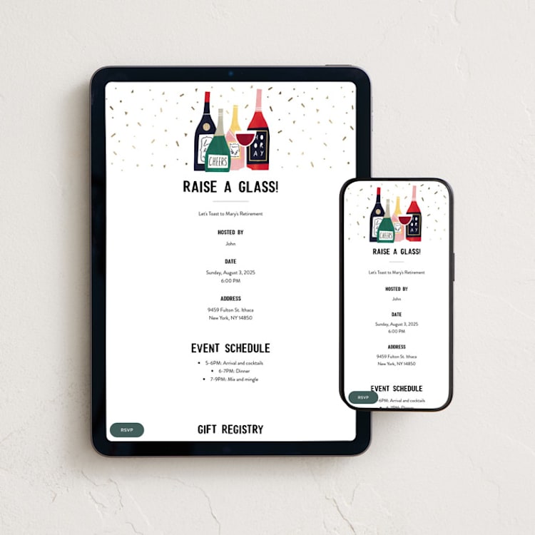 "Time to pour the wine!" - Online Party Invitations in Ice by Cindy Chu - Mobile + desktop layout