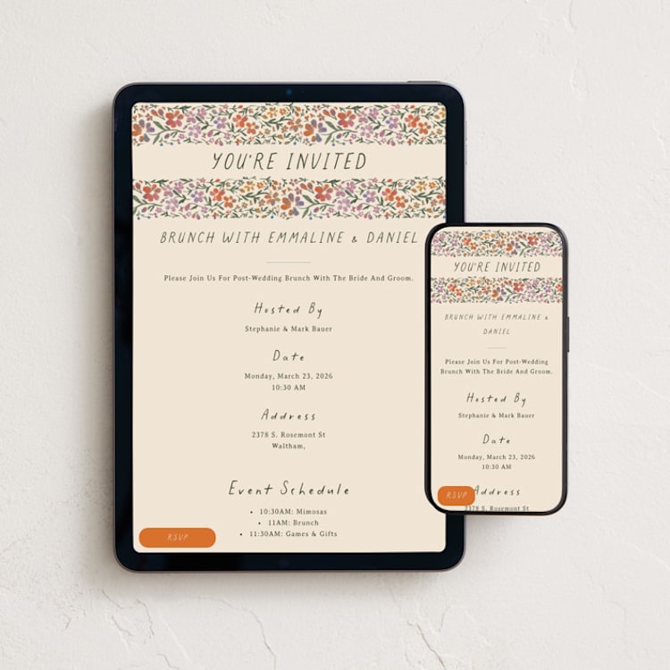 "Wildflower Brunch" - Online Party Invitations in Confetti by 2birdstone - Mobile + desktop layout