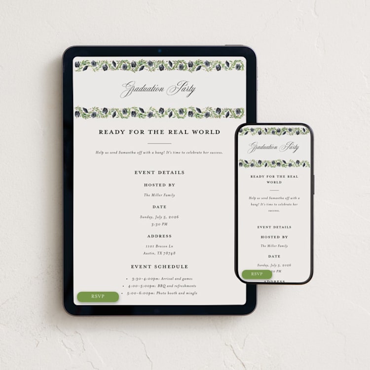 "Hats Off" - Online Party Invitations in Neutral by Claudia Orengo - Mobile + desktop layout