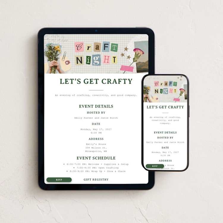 "Bits and Pieces" - Online Party Invitations in Vellum by Kercia Jane - Mobile + desktop layout