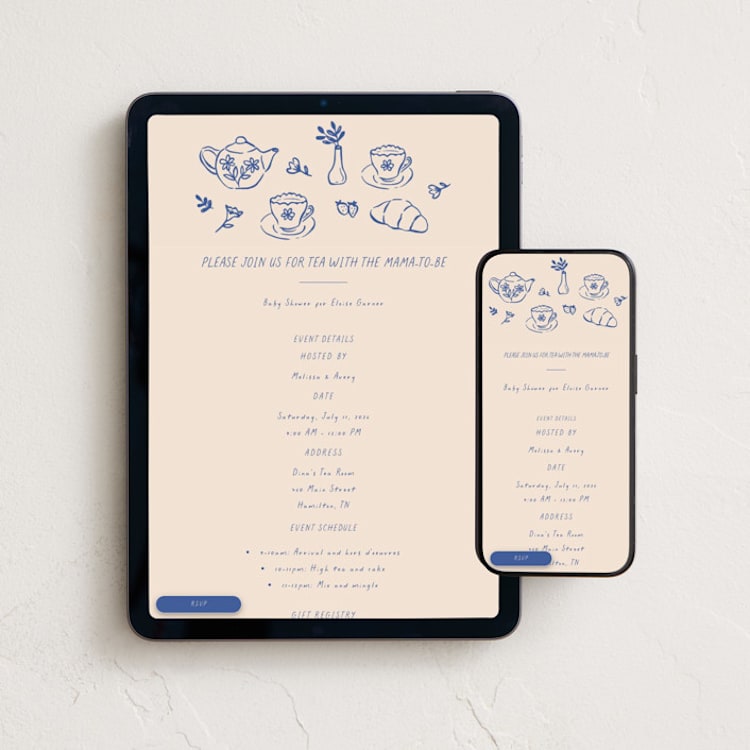 "Doodle Tea Party" - Online Party Invitations in Fine China by Carmia C. - Mobile + desktop layout