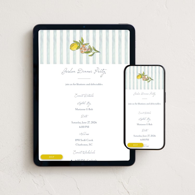 "Amalfi Coast Wedding" - Online Party Invitations in Aqua by Chris Griffith - Mobile + desktop layout