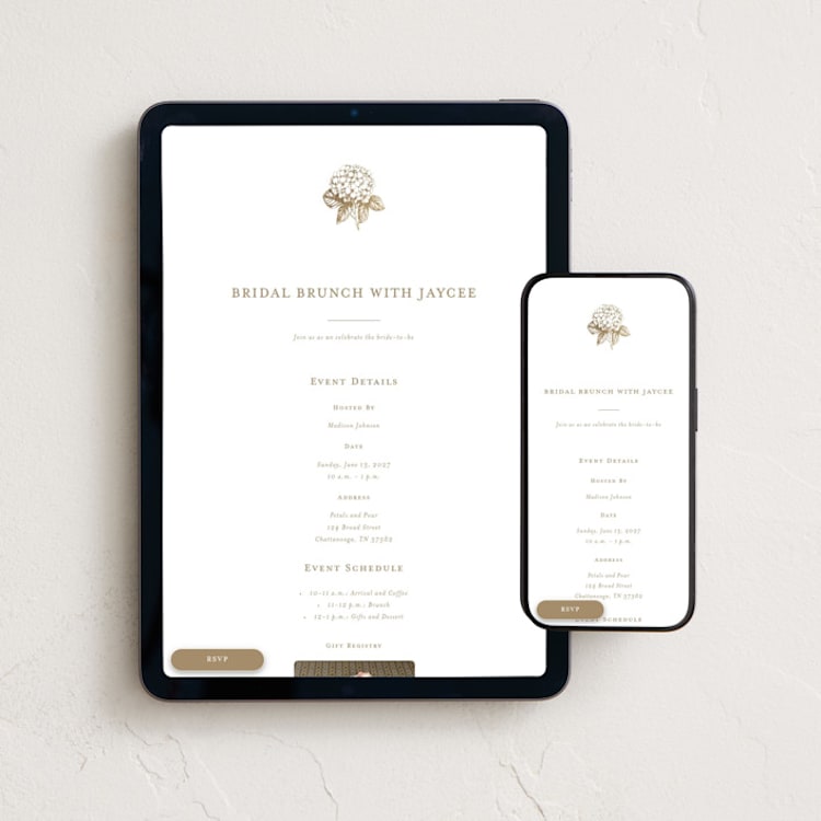 "Hydrangea Bloom" - Online Party Invitations in Cotton by Stacey Meacham - Mobile + desktop layout