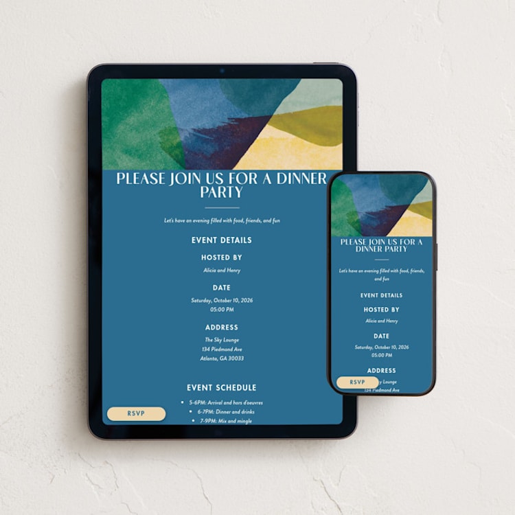 "Azul" - Online Party Invitations in Peacock by Carmia C. - Mobile + desktop layout