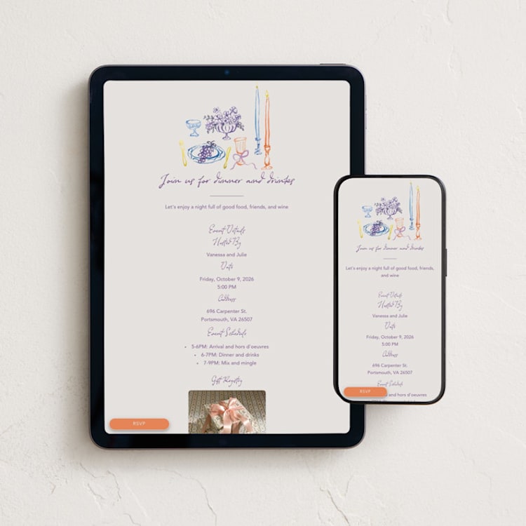 "tablescape drawing" - Online Party Invitations in Hydrangea by Cass Loh - Mobile + desktop layout