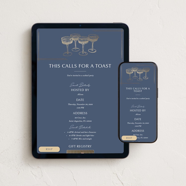 "Feeling Toasty" - Online Party Invitations in Ice by Eva Tadros - Mobile + desktop layout