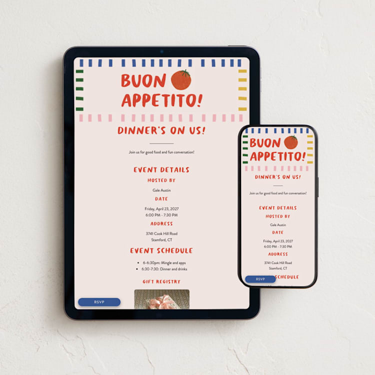 "Buon Appetito!" - Online Party Invitations in Capri by Julia Starr - Mobile + desktop layout