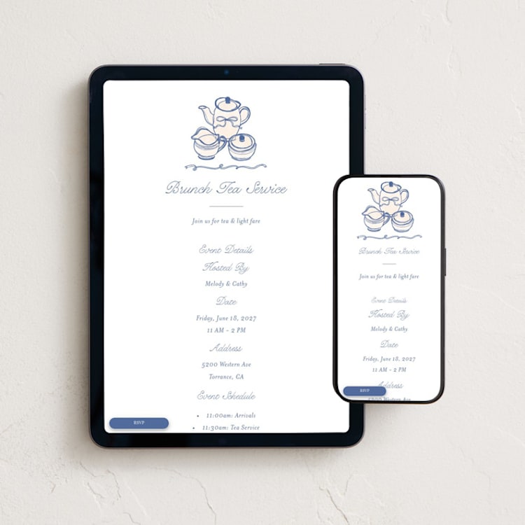"Elegant Tea" - Online Party Invitations in Lagoon by Becky Nimoy - Mobile + desktop layout