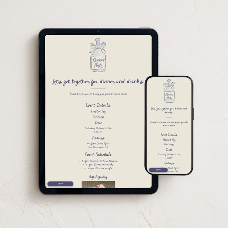 "Painted Bottle" - Online Party Invitations in Denim by Adelyn T. - Mobile + desktop layout