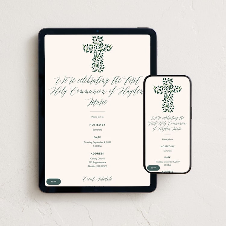 "Eden" - Online Religious Milestone Invitations in Cream by Haley Warner - Mobile + desktop layout